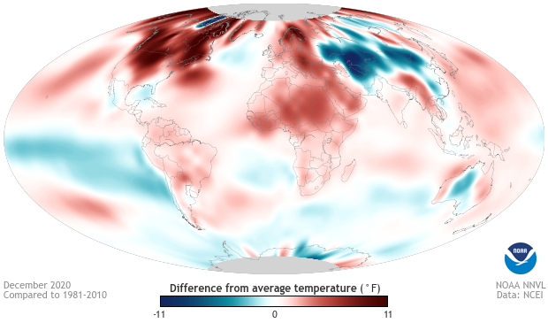 Temperature anomaly map