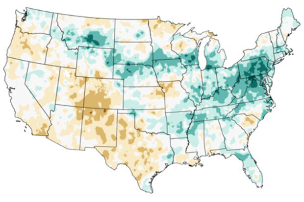 Precipitation rankings map